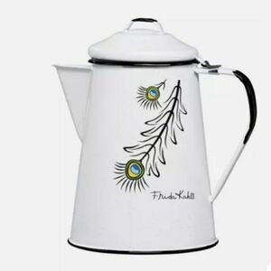 Frida Kahlo white Enamel Coffee Pot (Vintage & Collectible)